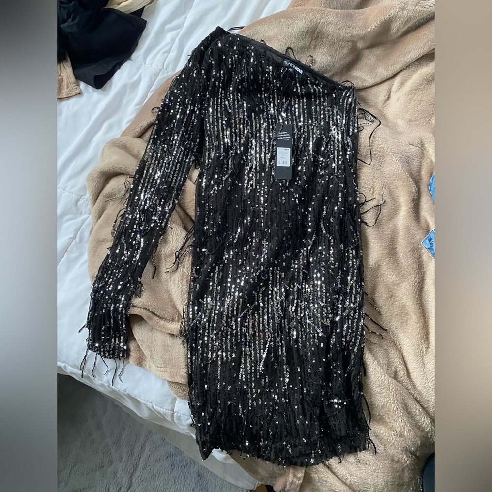 Fashion Nova Black Sequin Glam Dress
